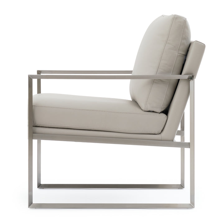 Everton Leather Accent Chair Light Grey