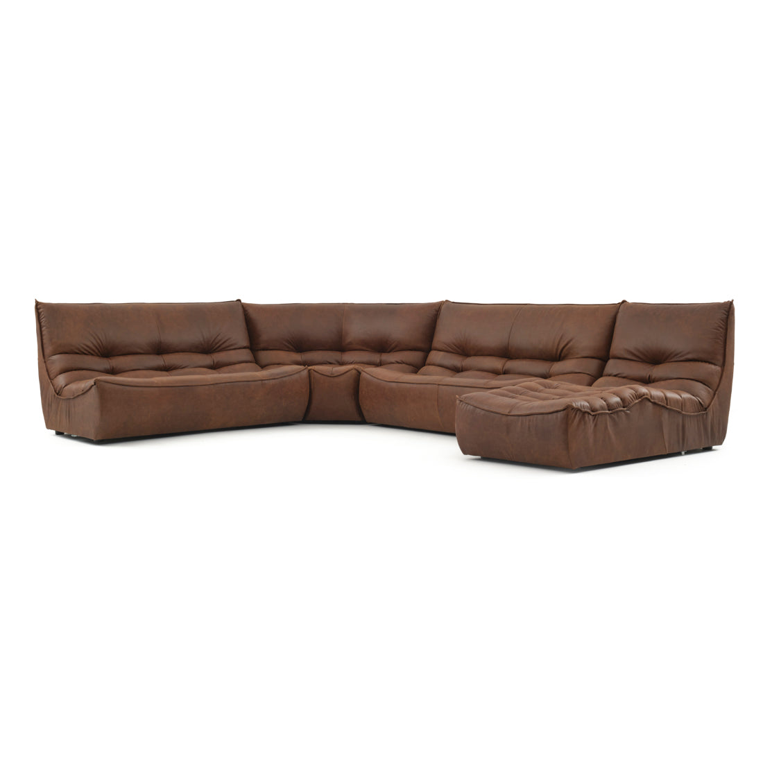 Nesto Leather Modular Set Dark Brown
