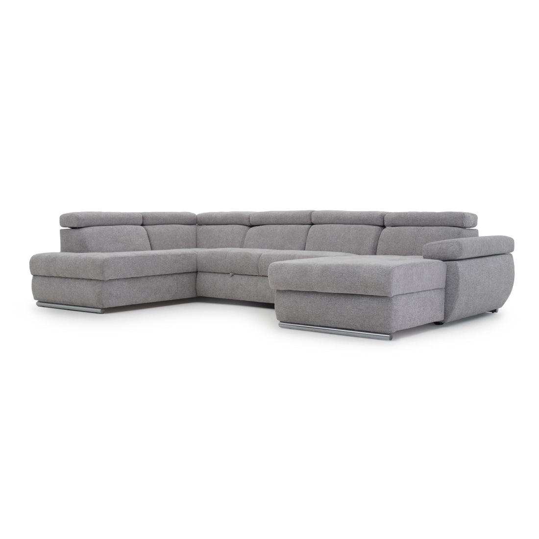 Wicek Fabric Sectional Sofa-Bed Light Grey