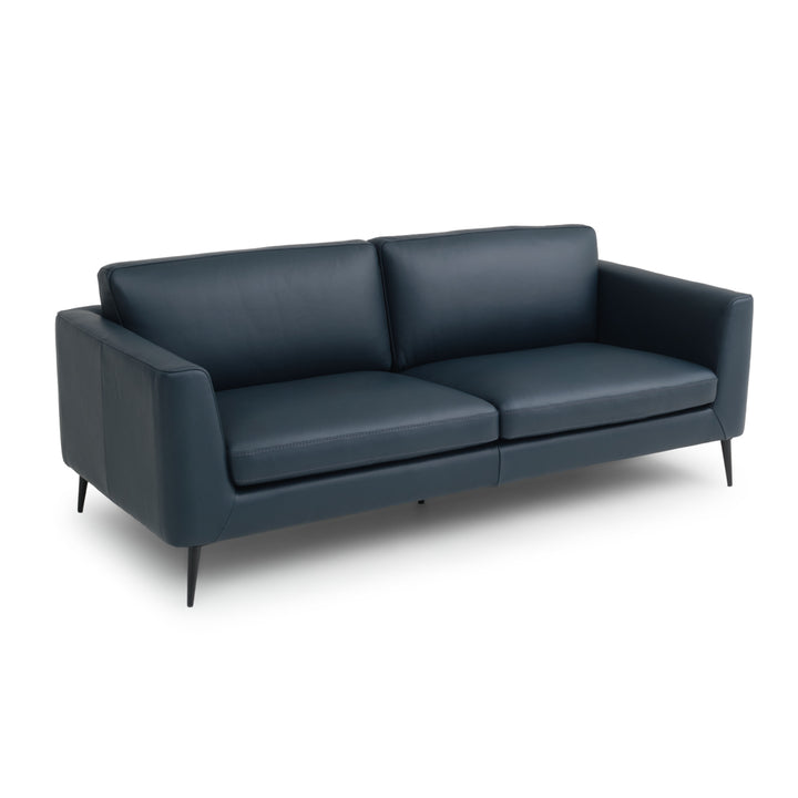 Ermilo Leather Sofa Dark Blue
