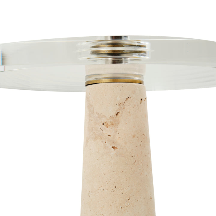 Nicasia Travertine Accent Table Light Brown