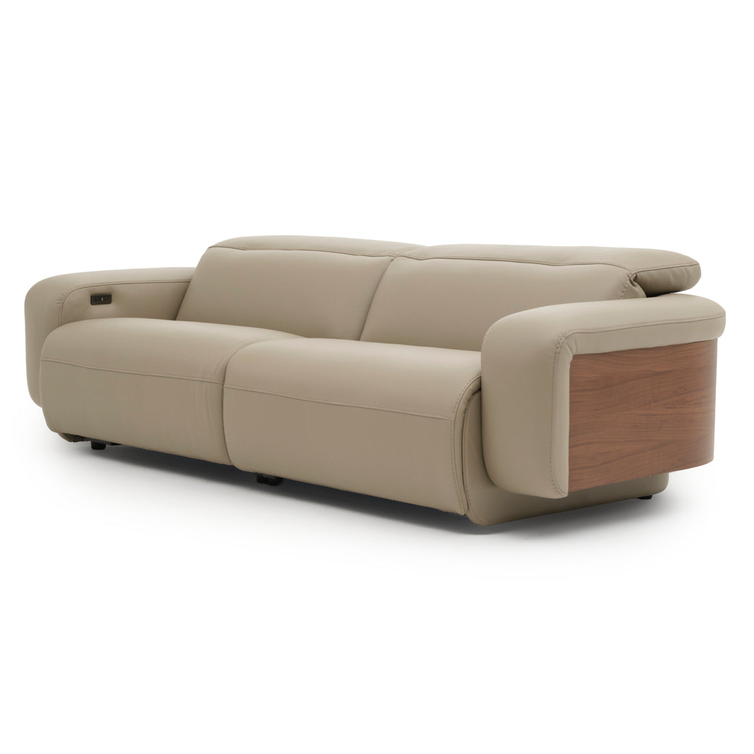 Eltha Leather Reclining Sofa Taupe