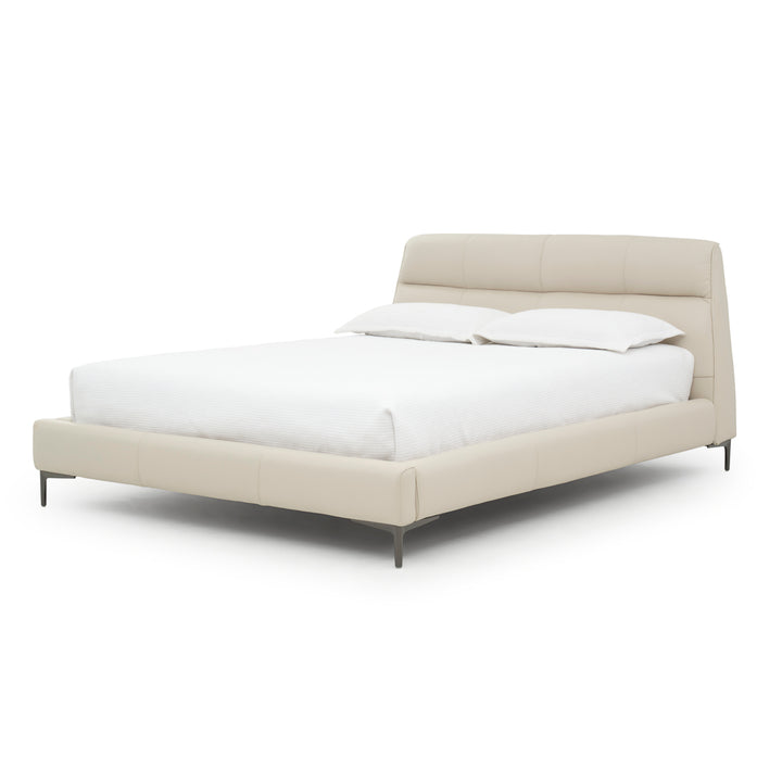 Wallace Leather Queen Bed Beige