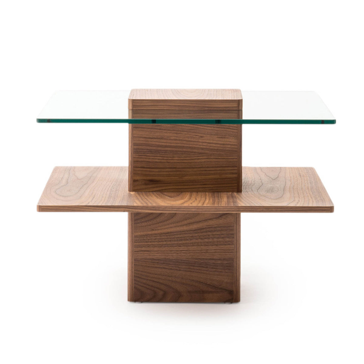 Piatto Glass End Table Light Brown