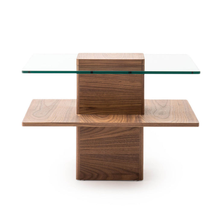 Piatto Glass End Table Light Brown