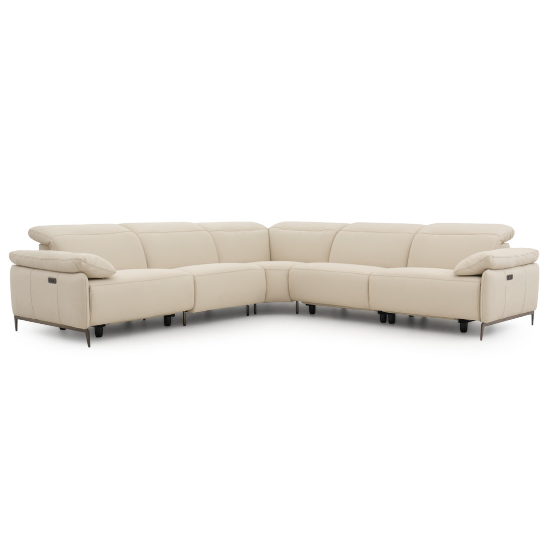 Wakely Leather Sectional Sofa Beige