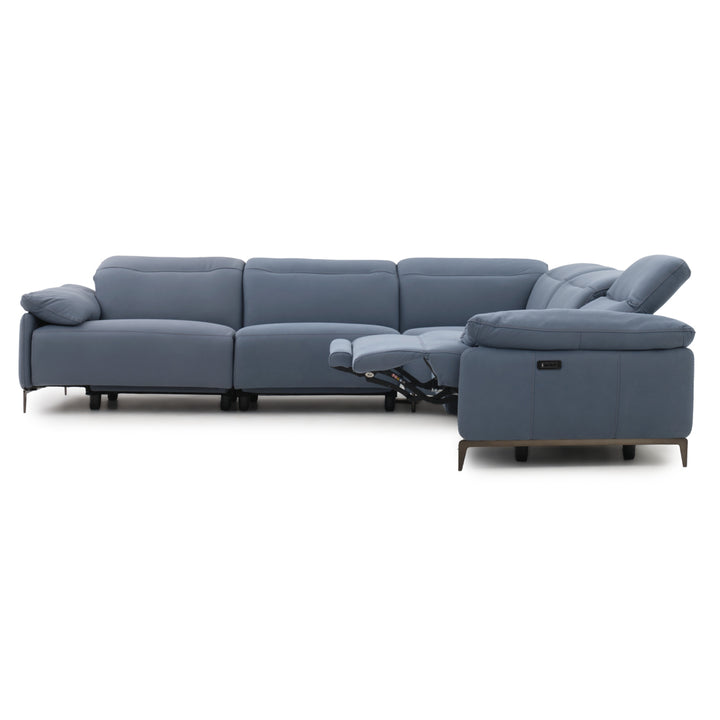 Wakely Leather Sectional Sofa Dark Blue