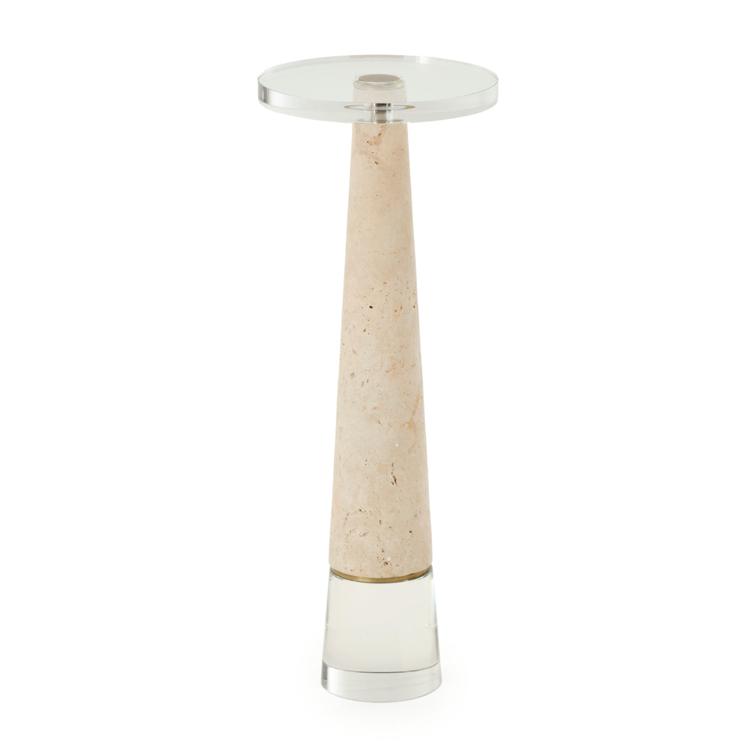 Nicasia Travertine Accent Table Light Brown