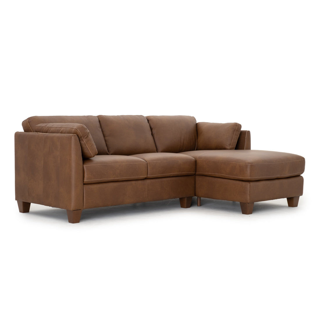 Neal Leather Sectional Sofa Cognac