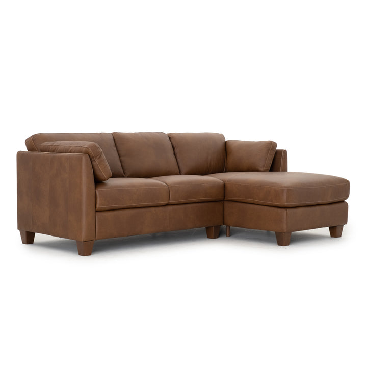 Neal Leather Sectional Sofa Cognac