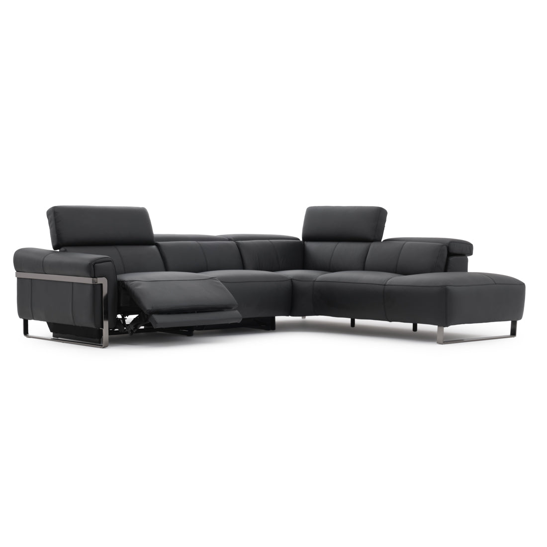 Wilberta Leather Sectional Sofa Black