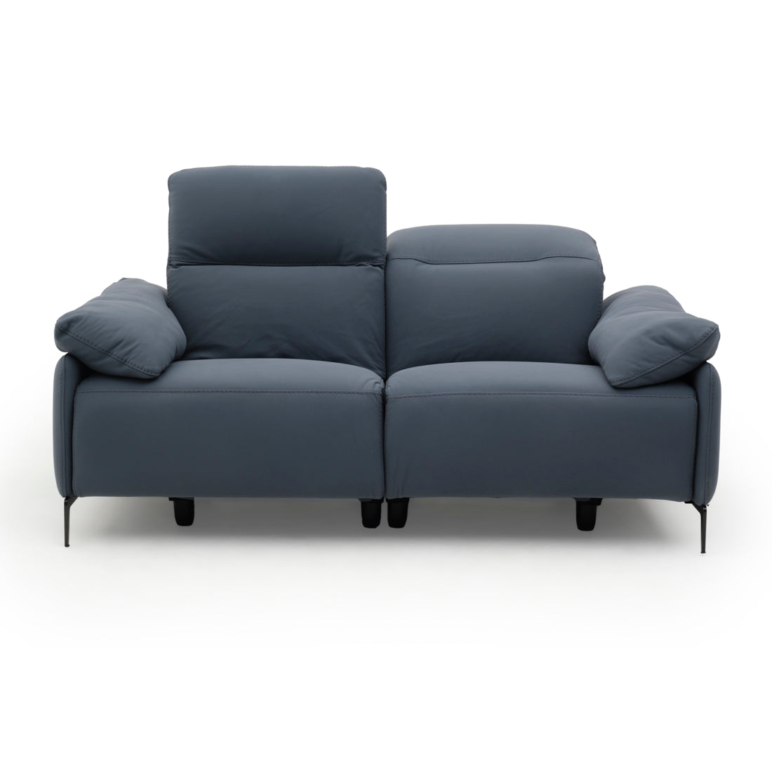 Wakely Leather Reclining Sofa Dark Blue