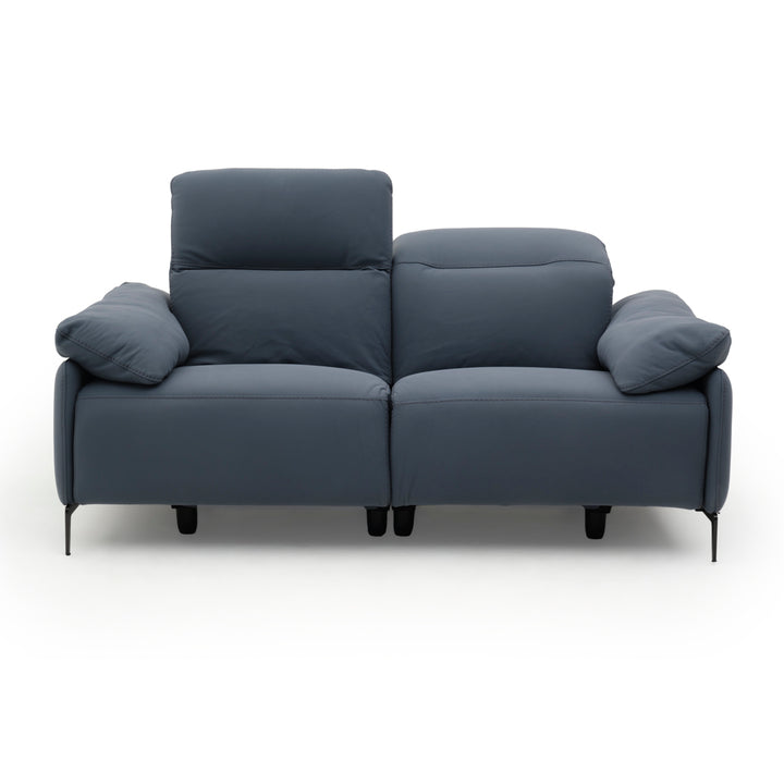 Wakely Leather Reclining Sofa Dark Blue