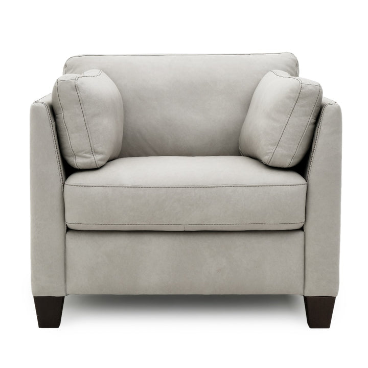 Neal Leather Accent Chair Light Grey