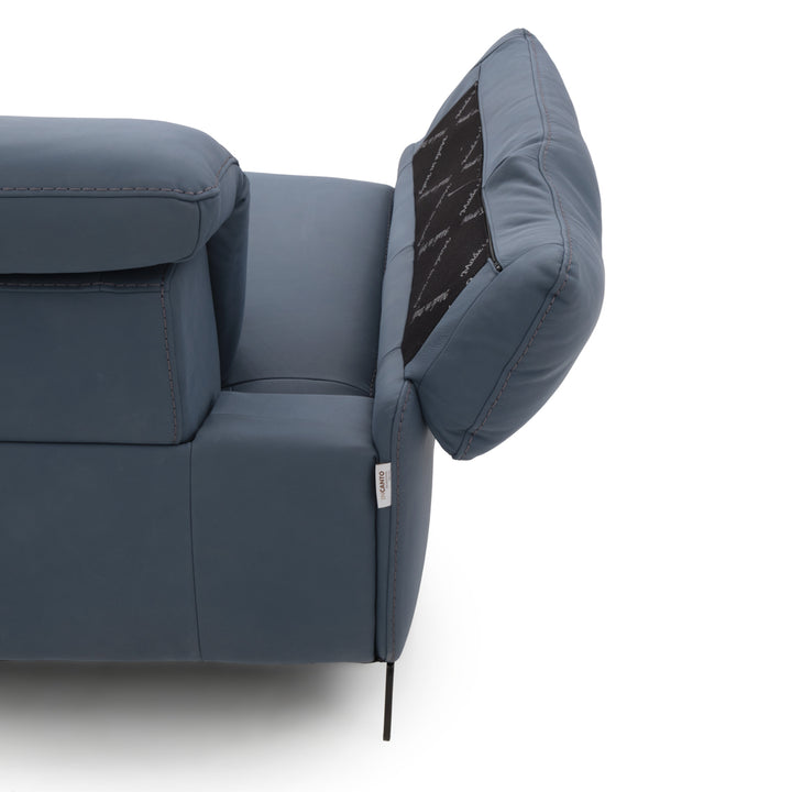 Wakely Leather Sectional Sofa Dark Blue