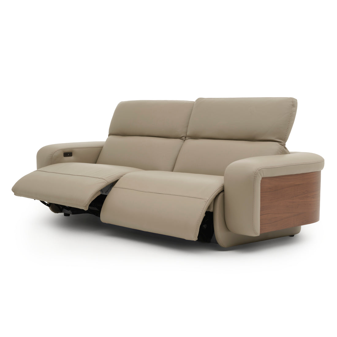 Eltha Leather Reclining Sofa Taupe