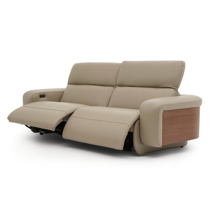 Eltha Leather Reclining Sofa Taupe