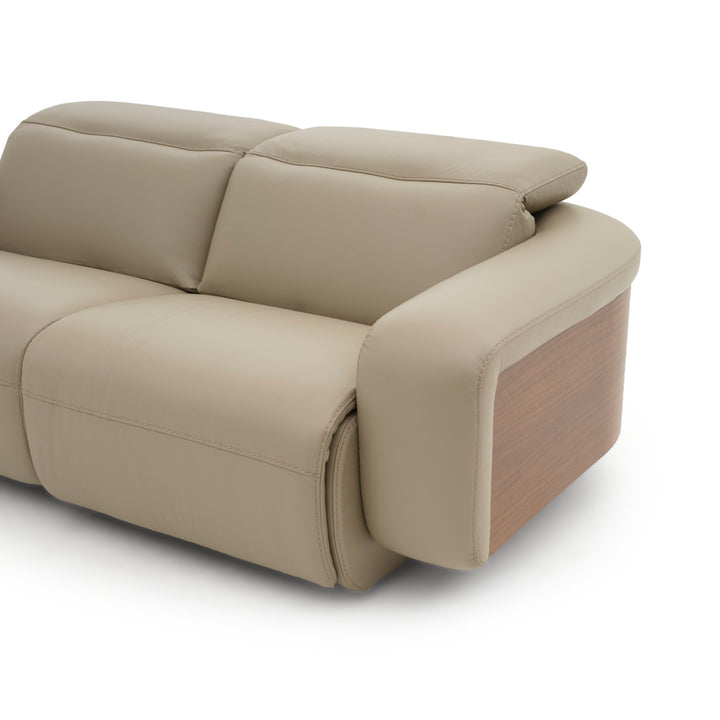 Eltha Leather Reclining Sofa Taupe