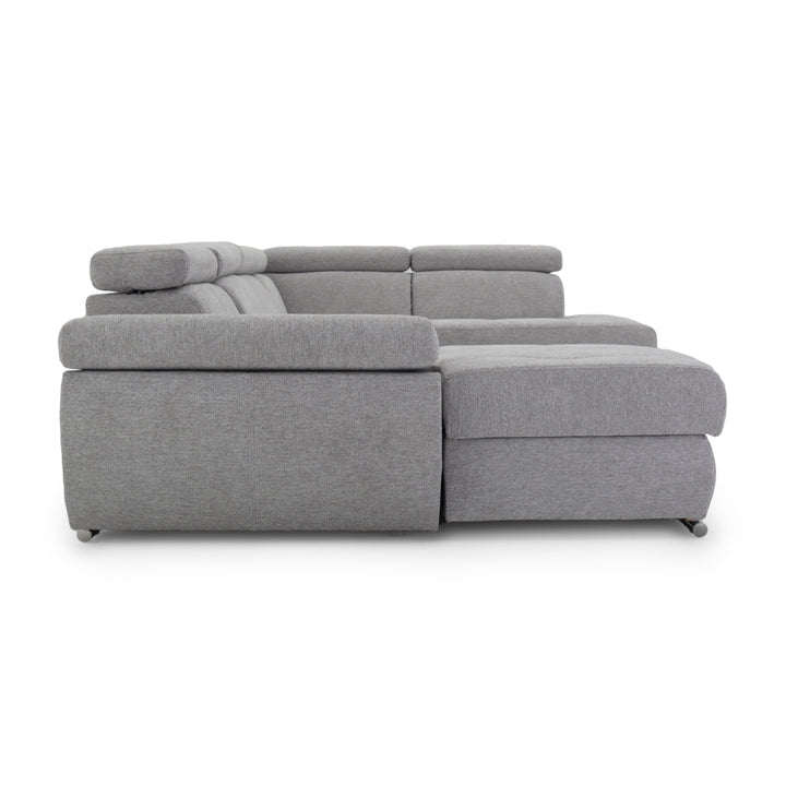 Wicek Fabric Sectional Sofa-Bed Light Grey