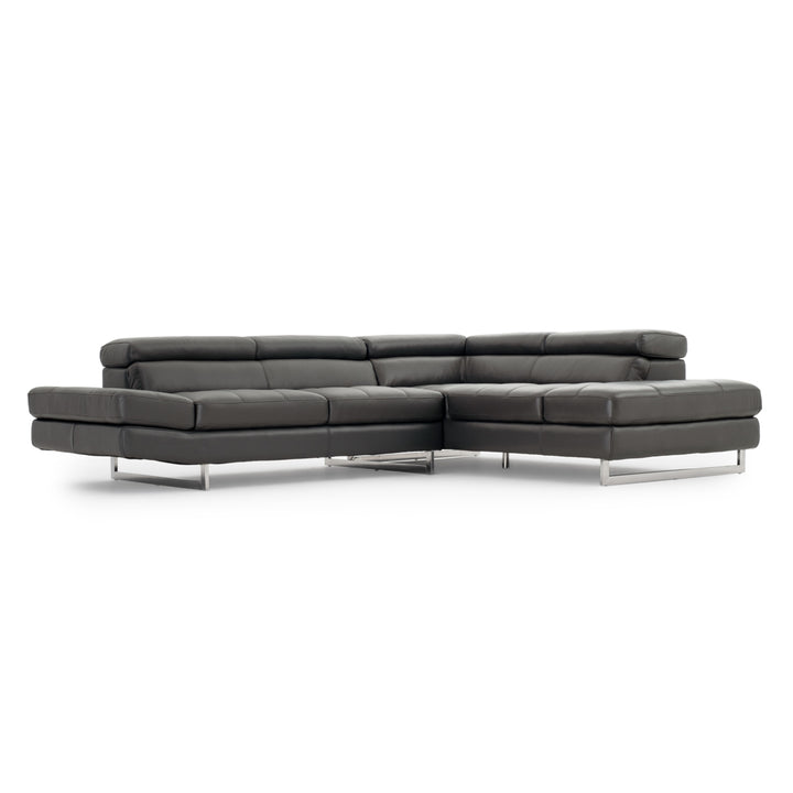 Rockland Leather Sectional Sofa Dark Grey