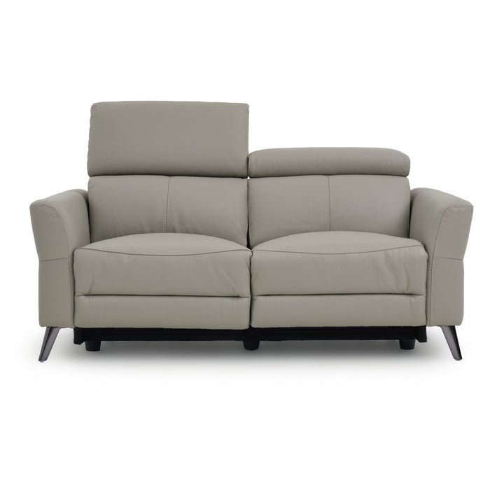 Westlyn Leather Reclining Sofa Light Grey