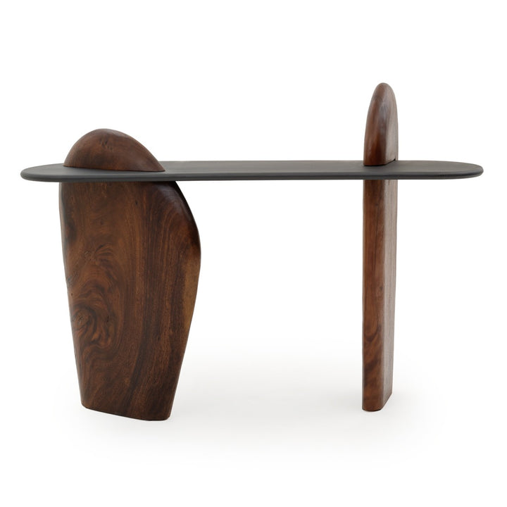 Natera Wood Console Table Dark Brown
