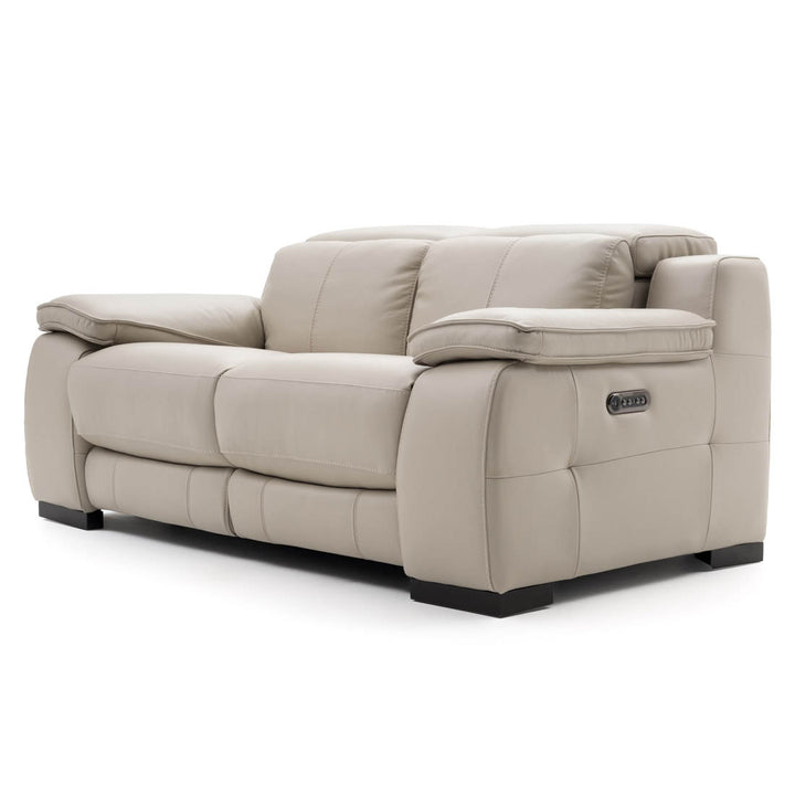 Nova Leather Reclining Loveseat Light Grey