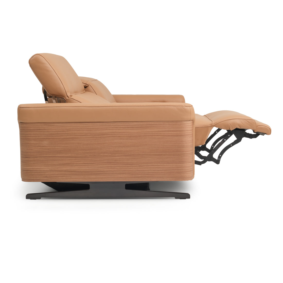 Walida Leather Reclining Sofa Cognac
