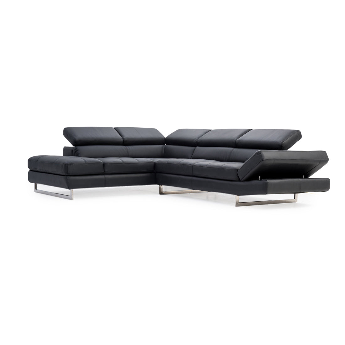 Rockland Leather Sectional Sofa Black