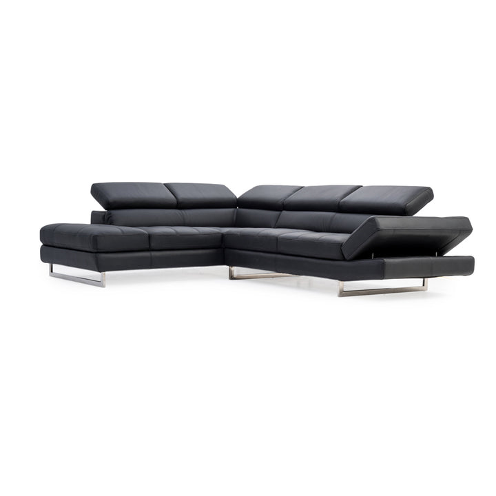 Rockland Leather Sectional Sofa Black
