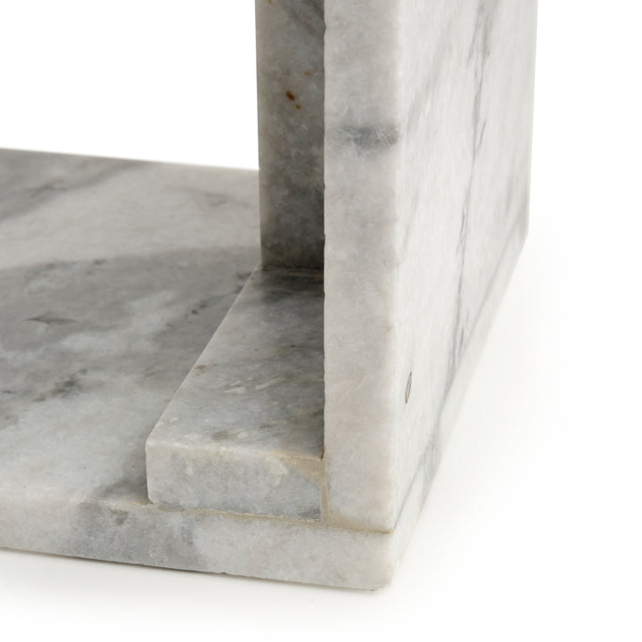 Neville Marble Accent Table White