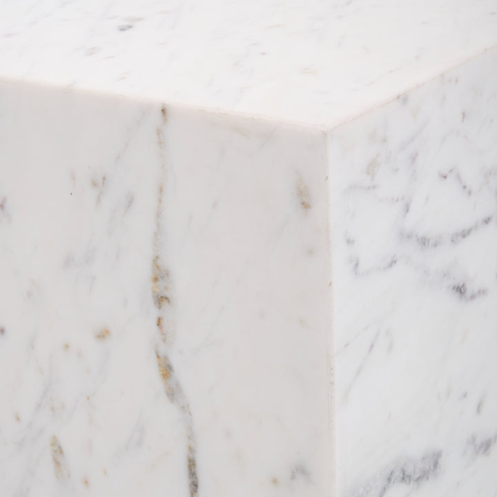 Nabby Marble End Table White
