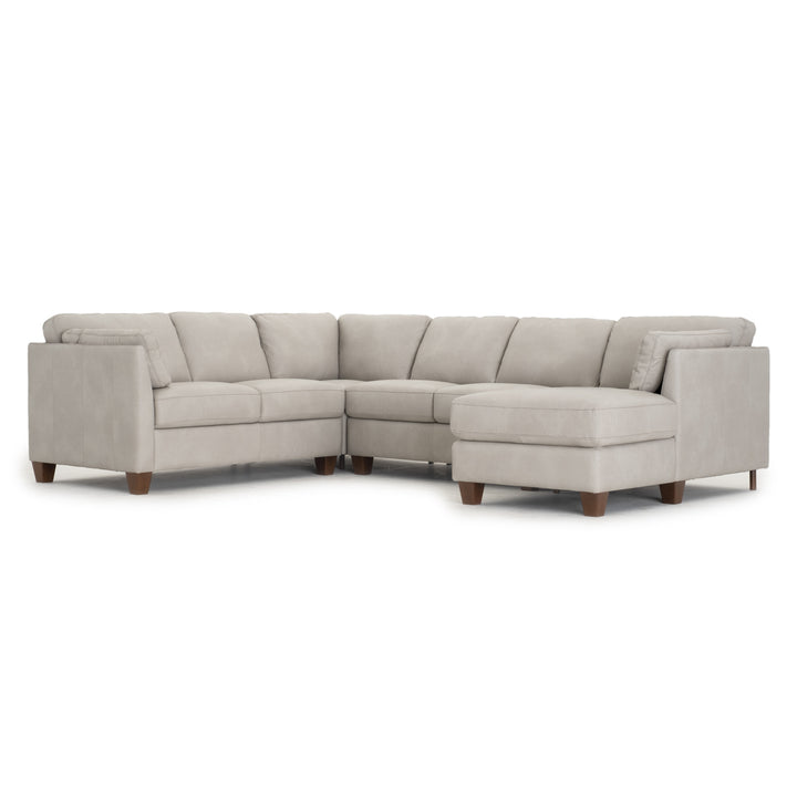 Neal Leather Sectional Sofa Light Grey