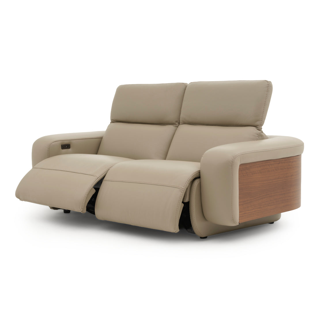 Eltha Leather Reclining Sofa Taupe
