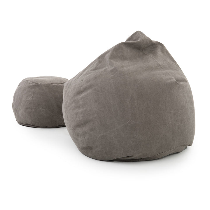 Eloka Bean Bag with Ottoman Light Grey