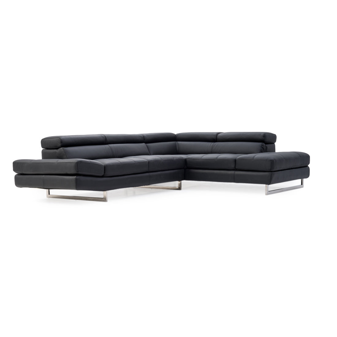 Rockland Leather Sectional Sofa Black