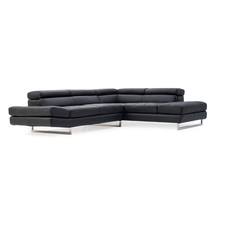 Rockland Leather Sectional Sofa Black