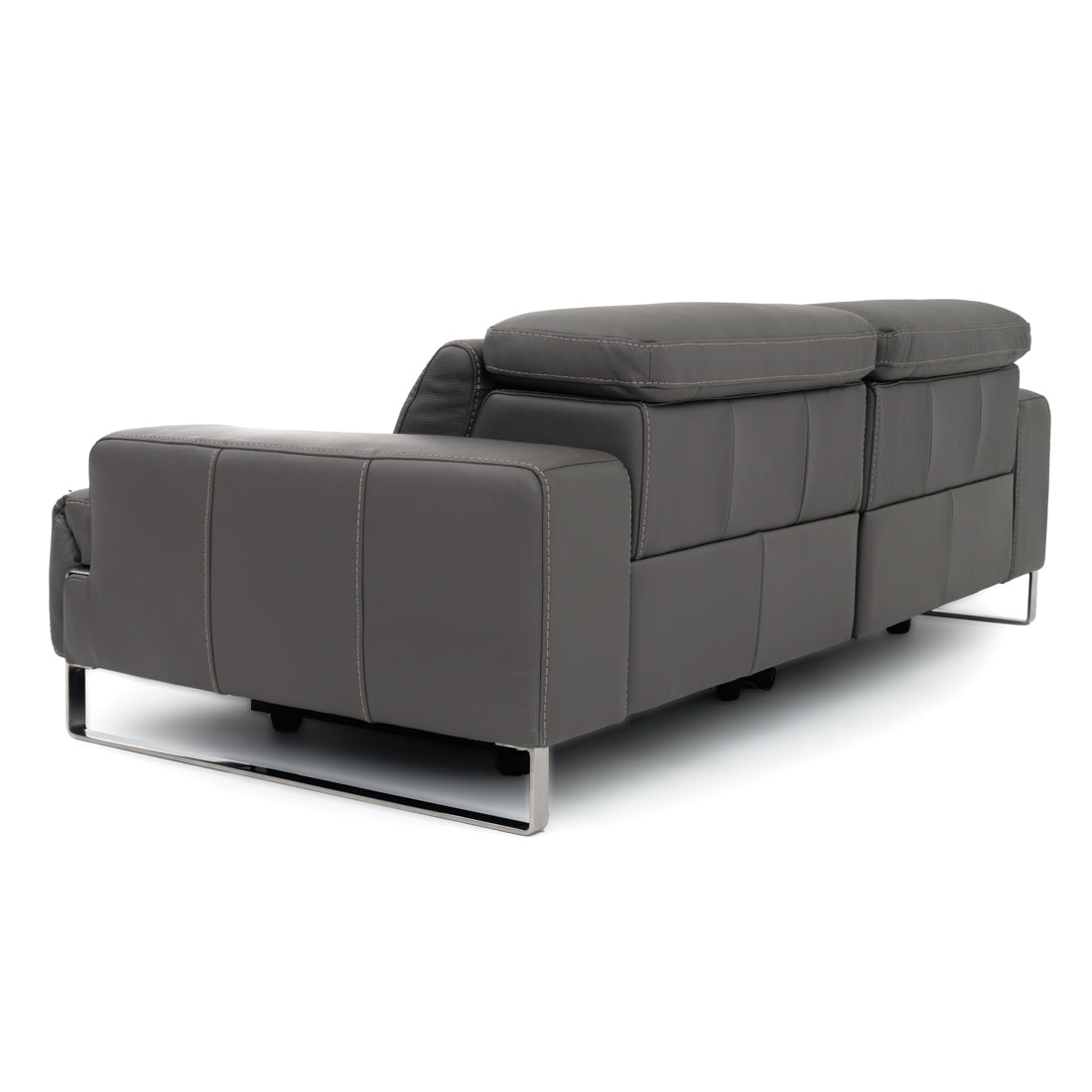 Warley Leather Reclining Sofa Light Grey