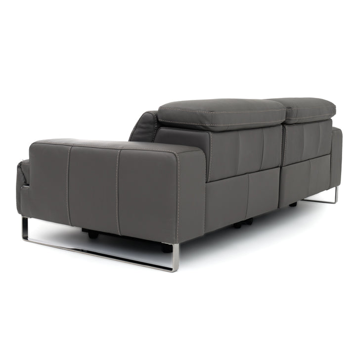 Warley Leather Reclining Sofa Light Grey