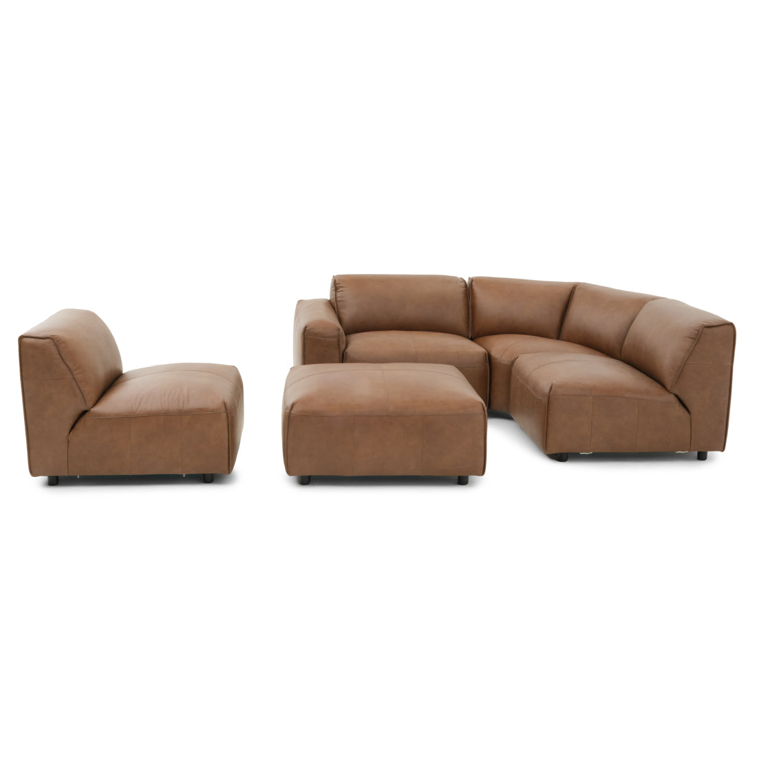 Nessa Leather Modular Set Dark Brown