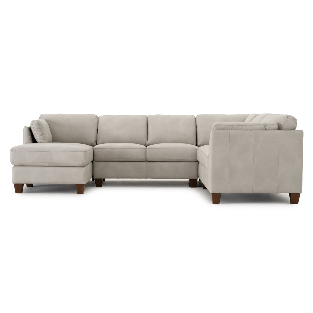 Neal Leather Sectional Sofa Light Grey