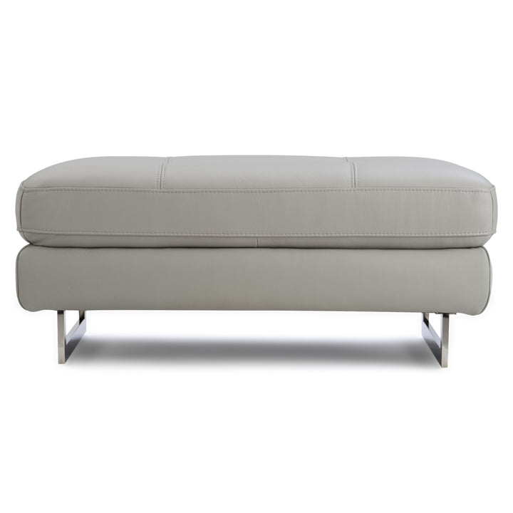 Rockland Leather Ottoman Light Grey