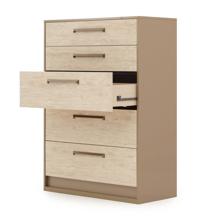 Nunzia 5-Drawer Chest Beige