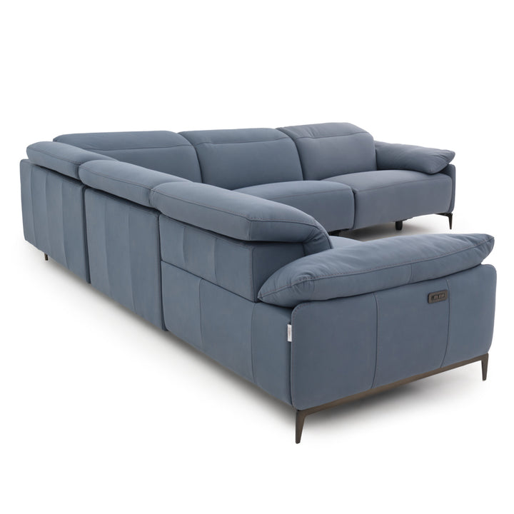 Wakely Leather Sectional Sofa Dark Blue