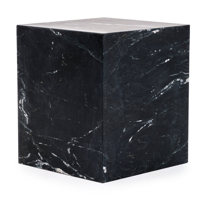 Nabby Marble End Table Black