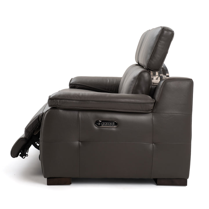 Nova Leather Reclining Sofa Dark Grey