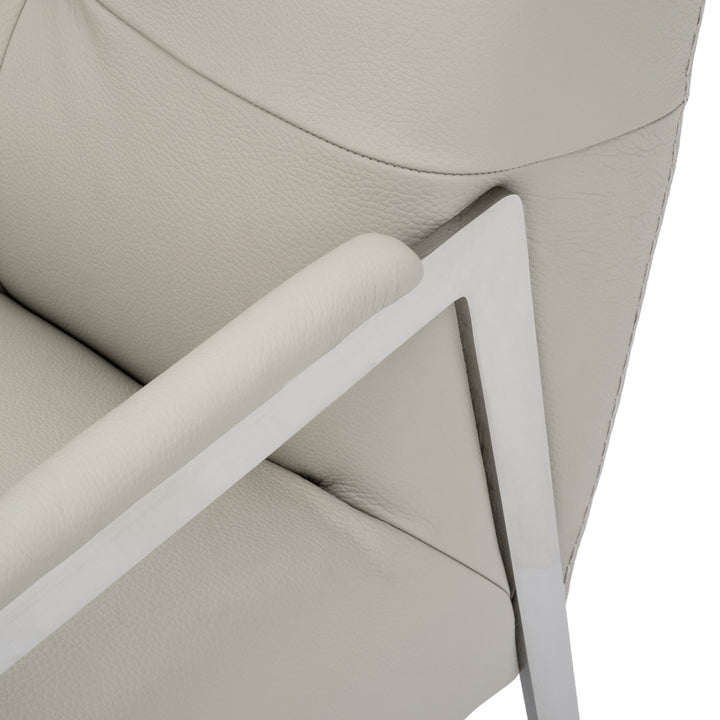 Walter Leather Accent Chair Light Grey