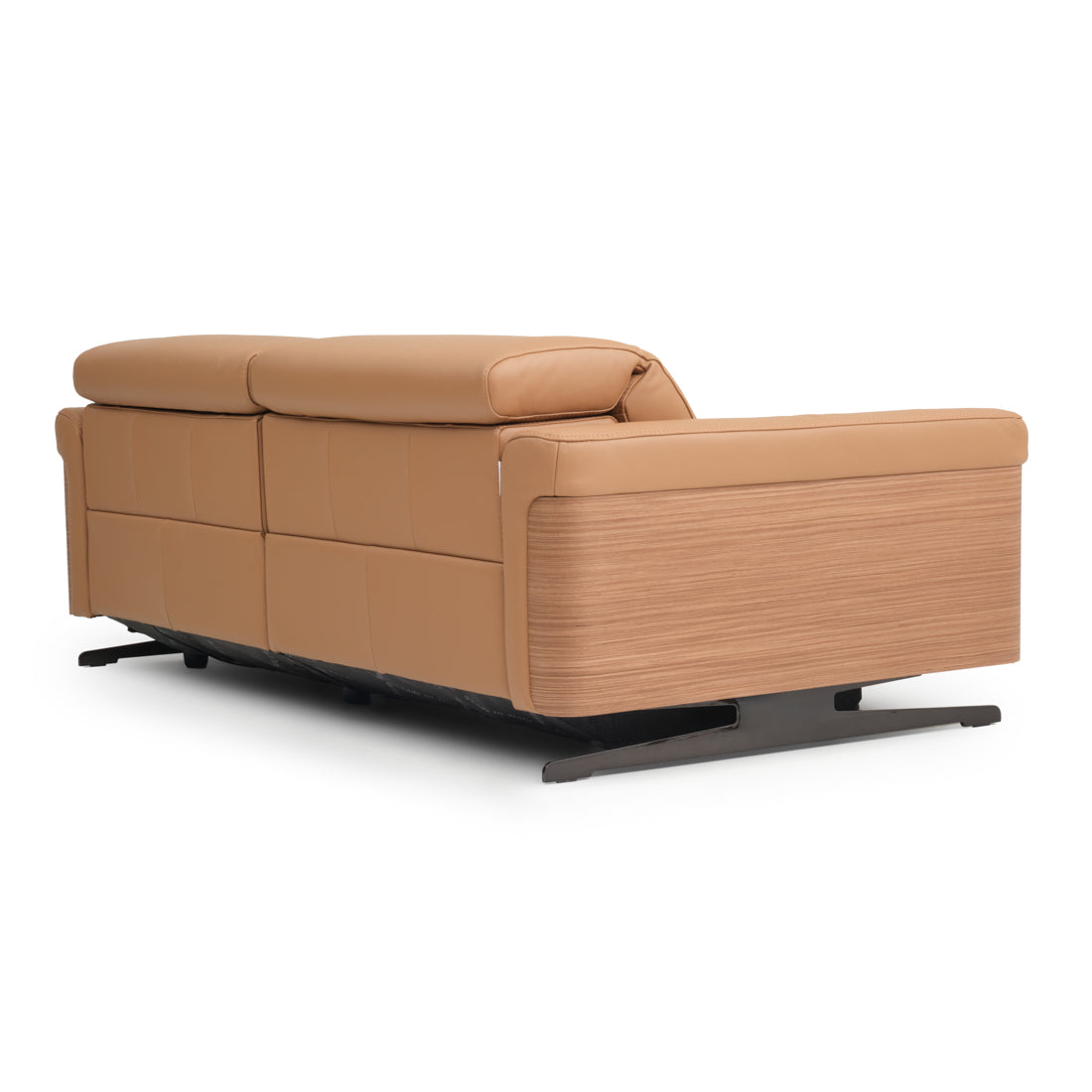 Walida Leather Reclining Sofa Cognac