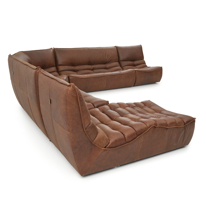 Nesto Leather Modular Set Dark Brown