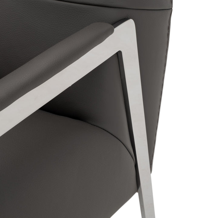 Walter Leather Accent Chair Dark Grey